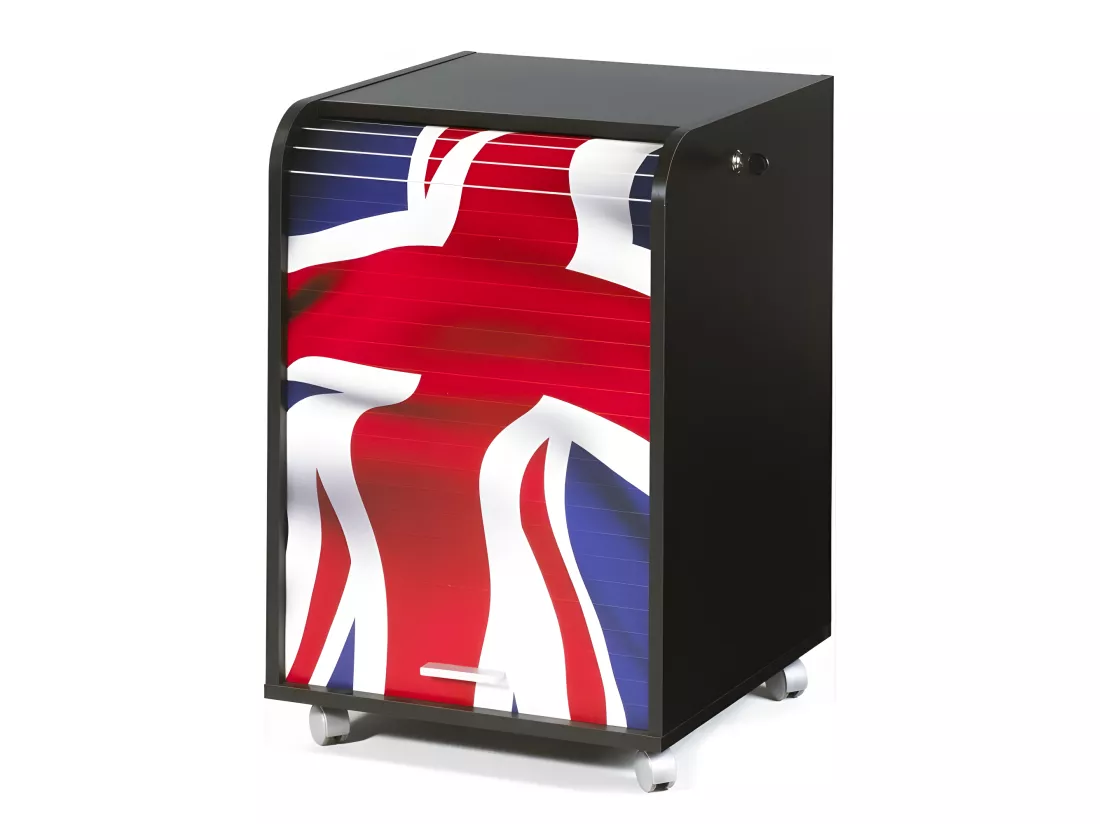 Caisson de Bureau Noir Sur Roulettes - Coloris: Drapeau anglais 701