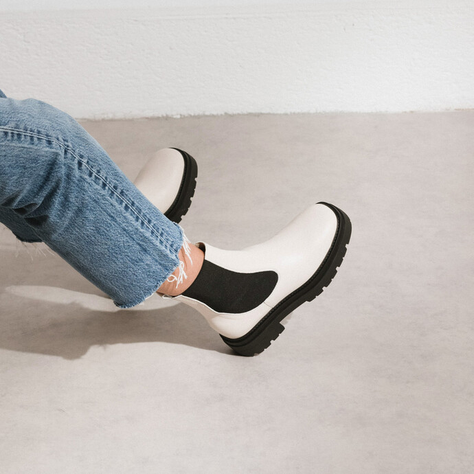 Bottines à plateformes  en cuir écru