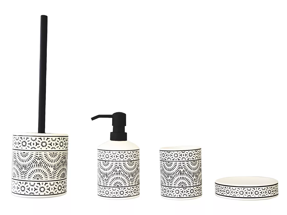 Brosse WC en porcelaine motif ethnique