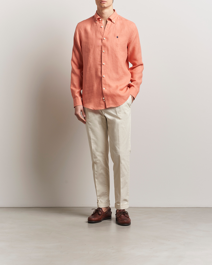 Morris Douglas Linen Button Down Shirt Burnt Orange
