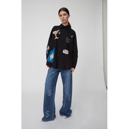 Stella Nova Bead Embellished Skjorte, Black, 32