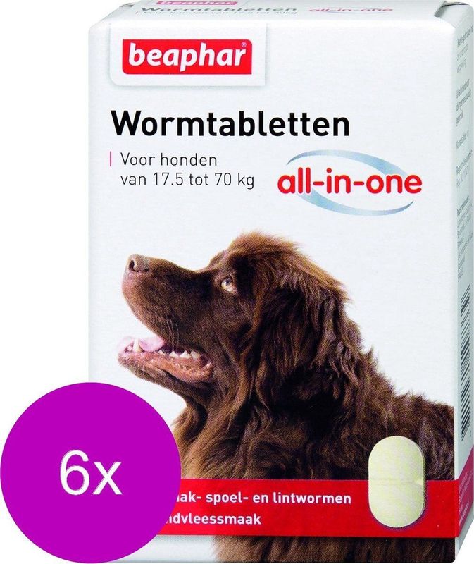 Beaphar - All-in-one Ontworming Tabletten - Hond - 6x - Rundvleessmaak