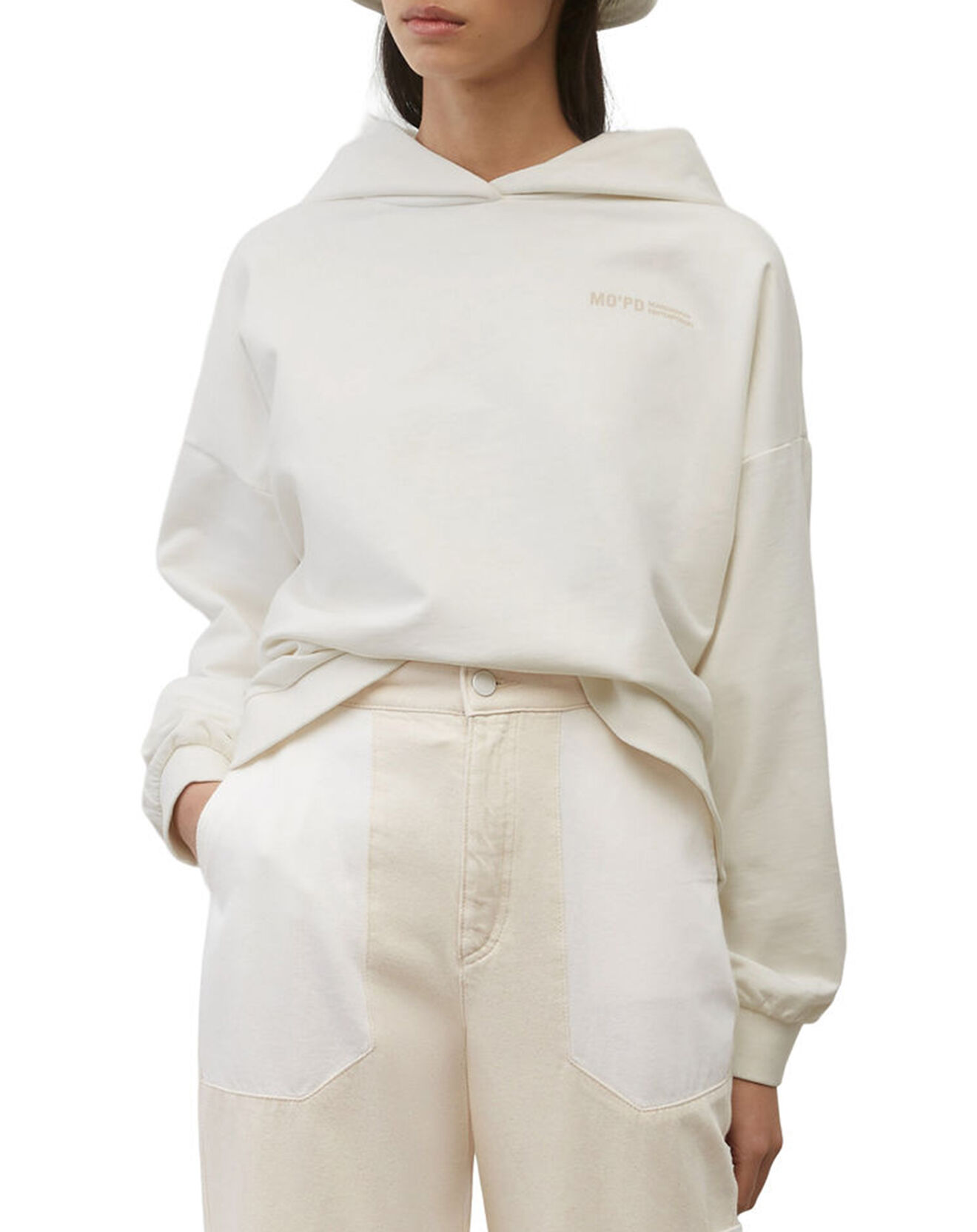 Marc O'Polo Sweat à Capuche Cordon Coton Bio blanc