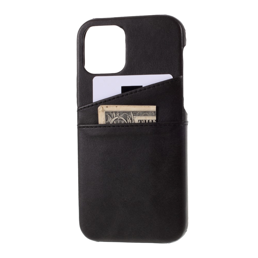 iPhone 12 Pro Leder Hülle Snap Case   Kartenfach - Schwarz