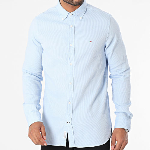 Chemise Manches Longues Slim Brushed Dobby 2879 Bleu Clair