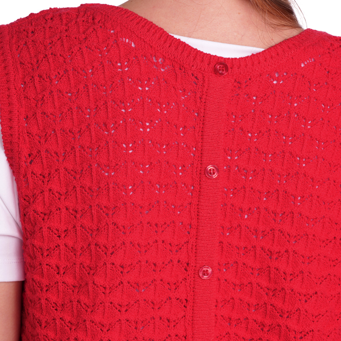 Gina Benotti Damen Stricktop mit Ajour-Muster rot