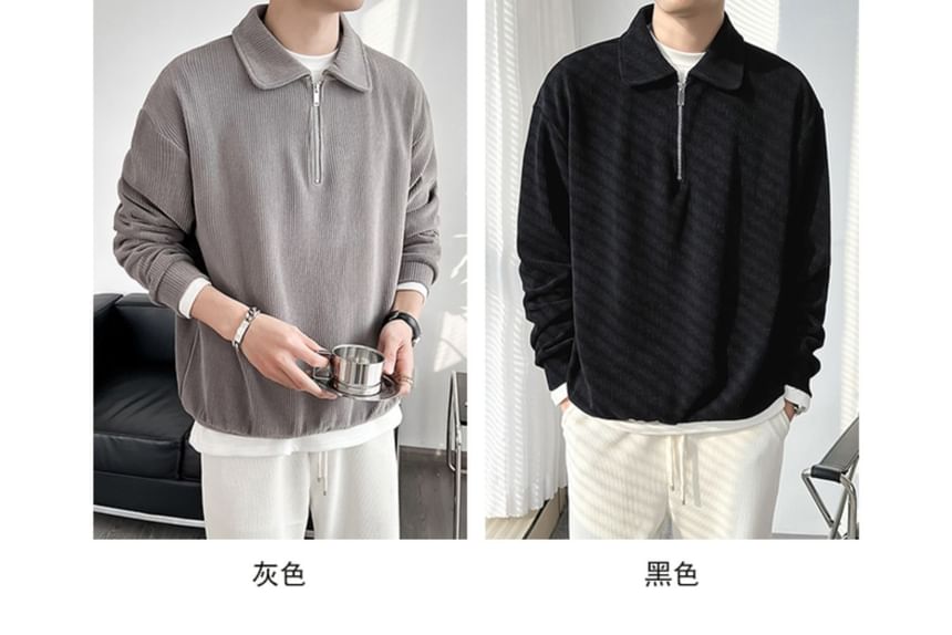 Craltuxe - Sweatshirt met kraag en halve rits