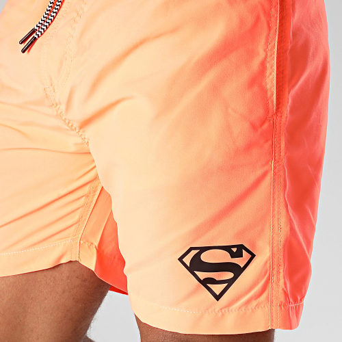 Short De Bain Logo Orange Fluo Noir