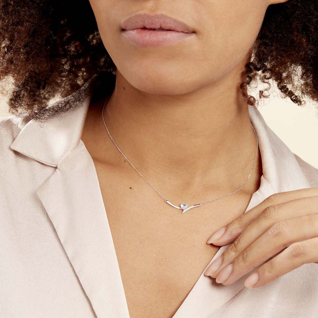 Collier Eva Or Blanc Topaze Et Oxyde De Zirconium