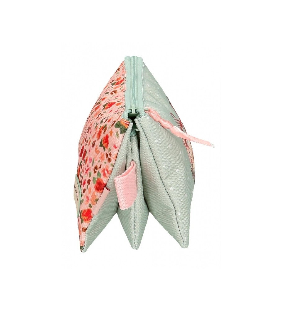 Estojo para lápis Movem Romantic Girl - Três compartimentos, verde - 22x12x5cm -