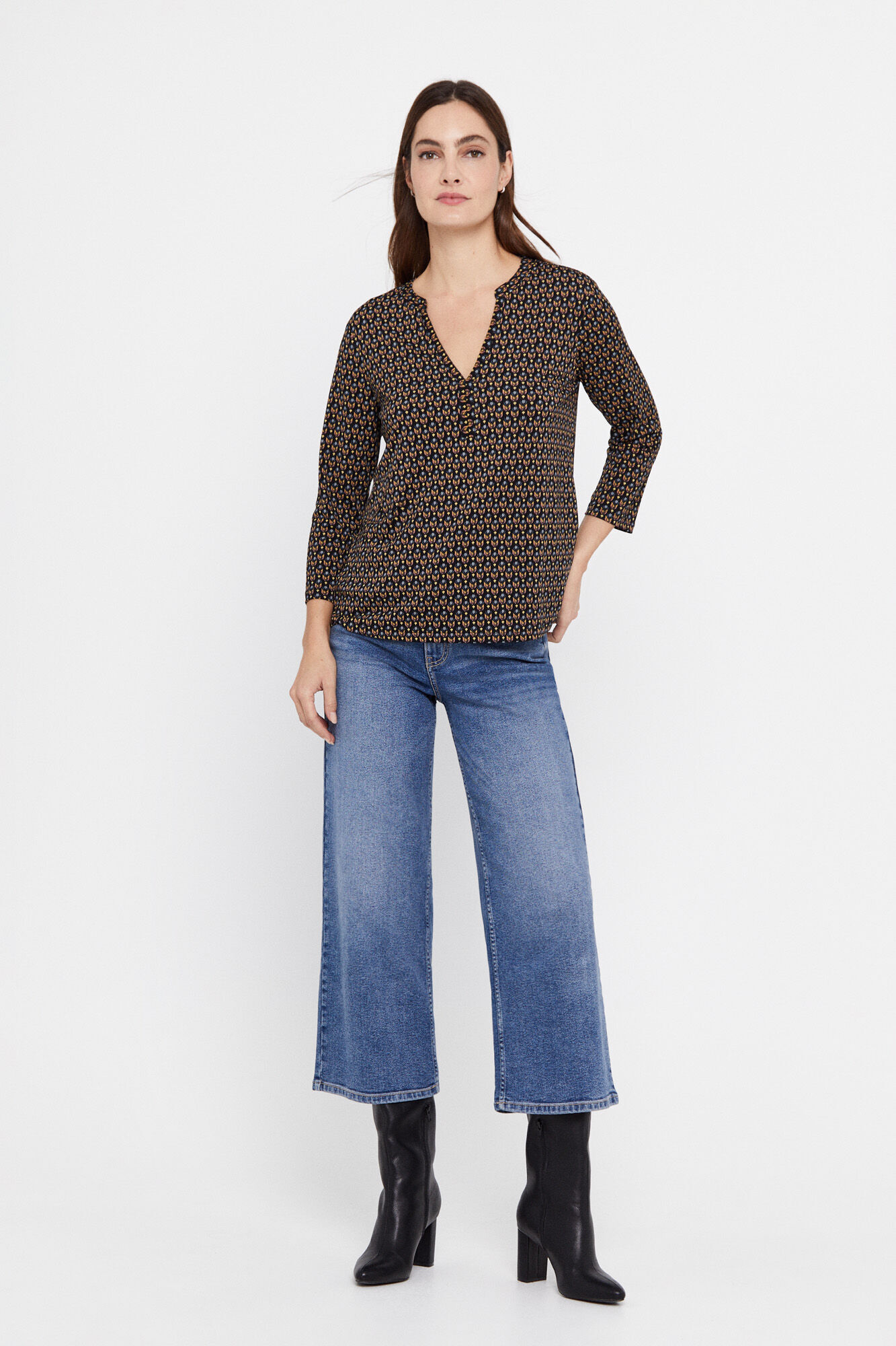 Top em ponto Cuello - Multicolorido