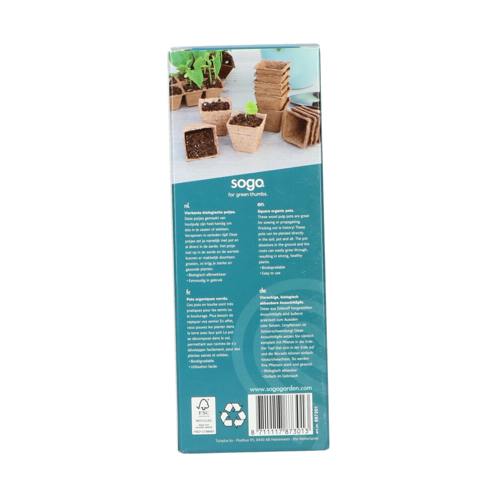 SOGO Biologische Kweekpotjes Vierkant 6 cm10 stuks