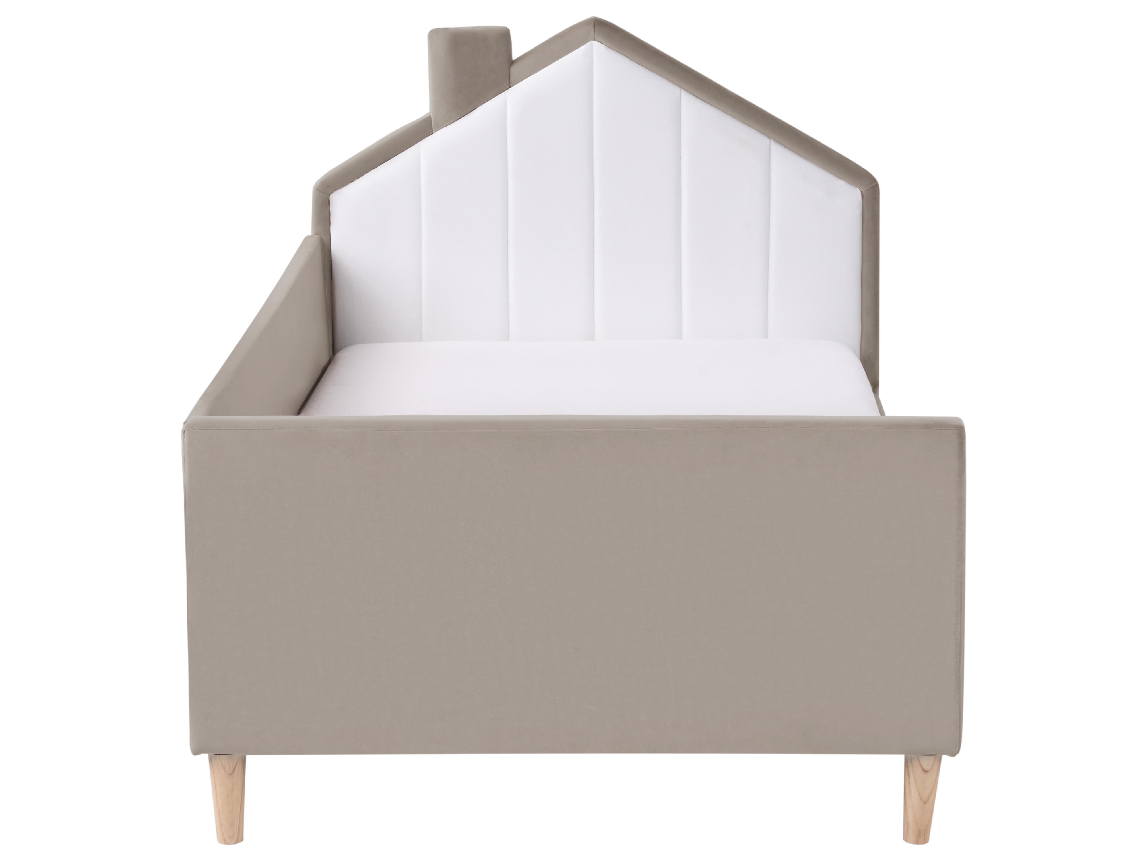 Kinderbed Huis Fluweel KERVAN 90 x 200 cm Taupe