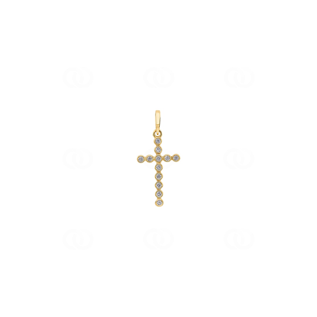Anhänger 750/18 K Gelbgold Kreuz mit Zirkonia