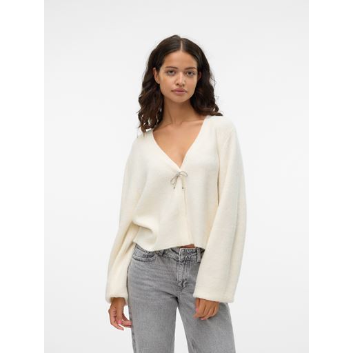 Vero Moda Caia Bow Cardigan, Snow White, M