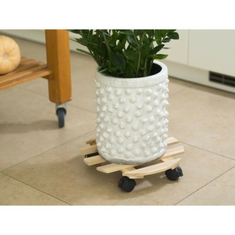 Tablette a roulettes pour plantes - sapin - h7,4 x ø35 cm