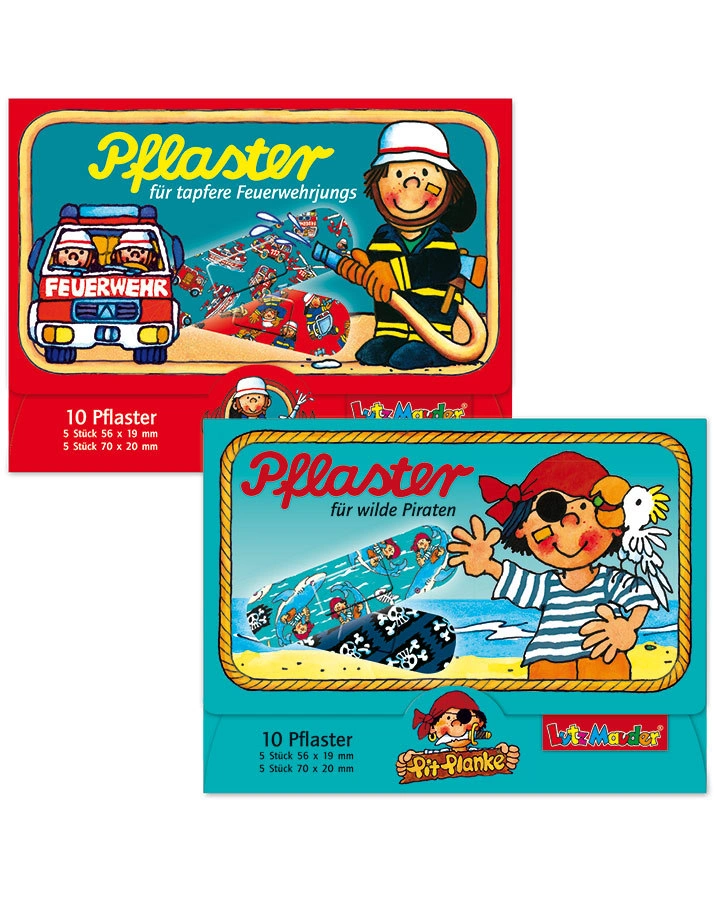 Pflasterbriefchen-Set FEUERWEHR/PIRAT in bunt