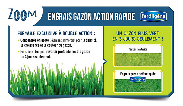 Engrais gazon 3 jours Fertiligène 200m²