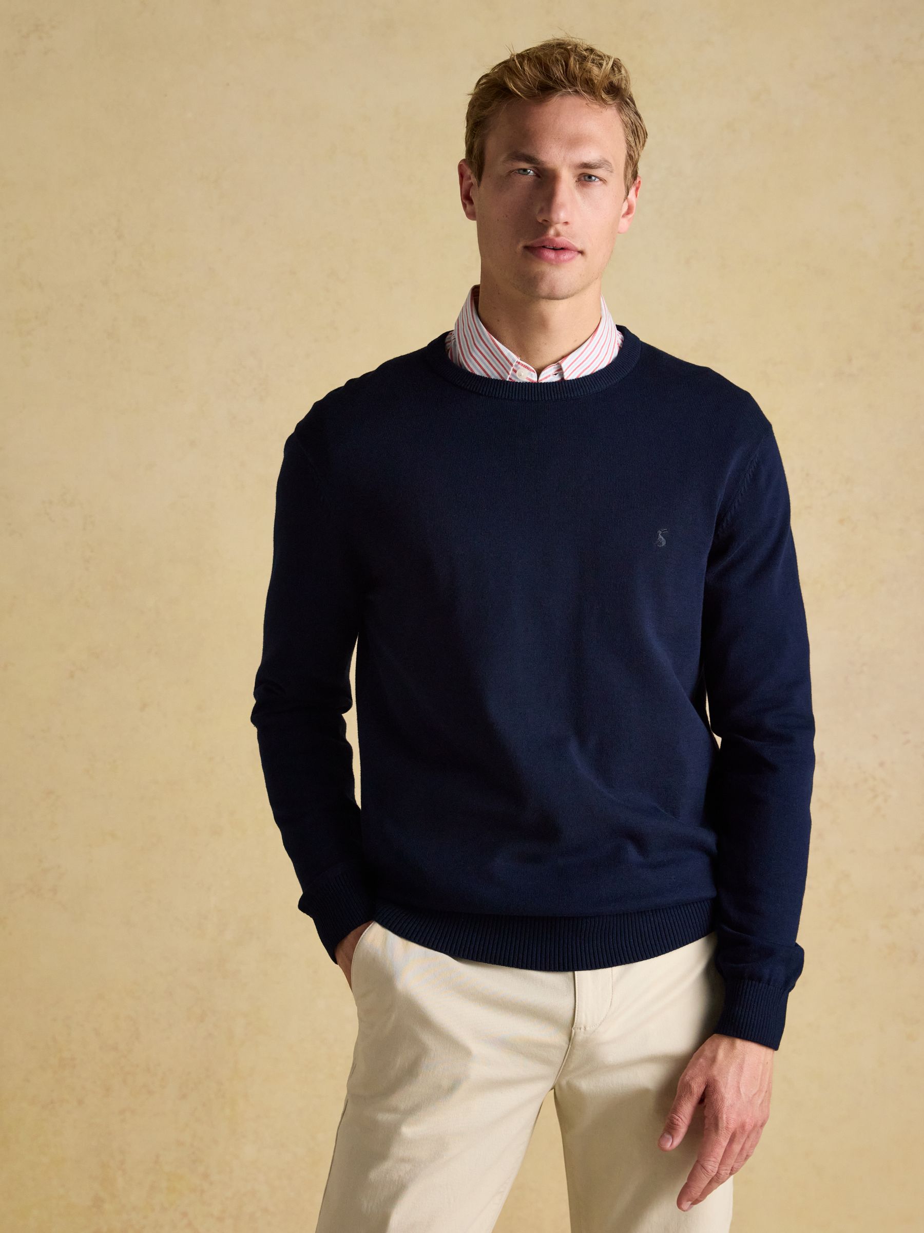 Donkerblauw - Joules Hillside gebreide trui met ronde hals