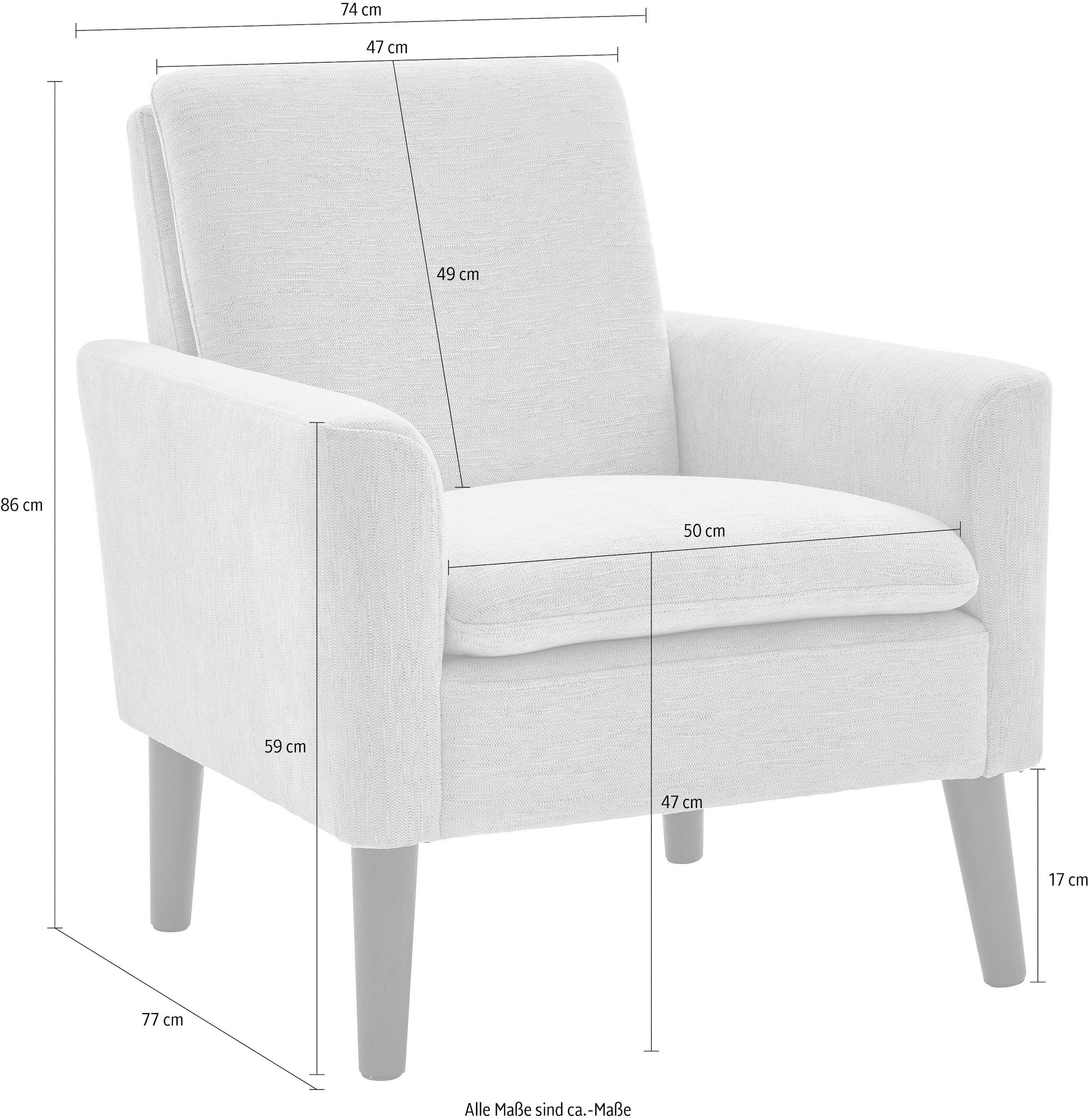 ATLANTIC home collection Sessel »Kimmy« mit Chenille-Bezug, frei im Raum stellbar, hoher Sitzkomfort