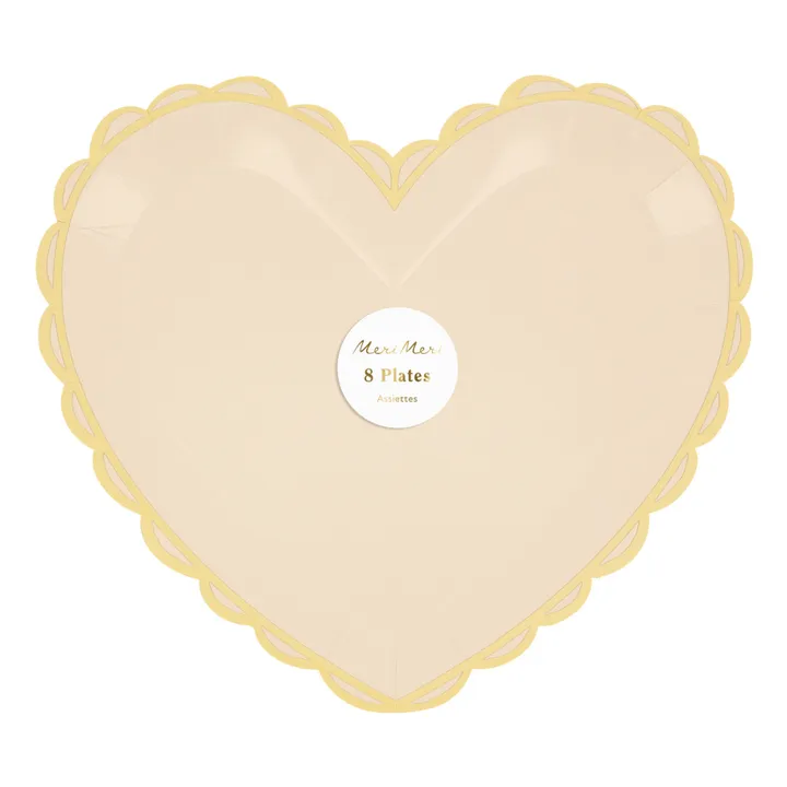 Meri Meri Grandes assiettes coeur - Set de 8 | Pastel