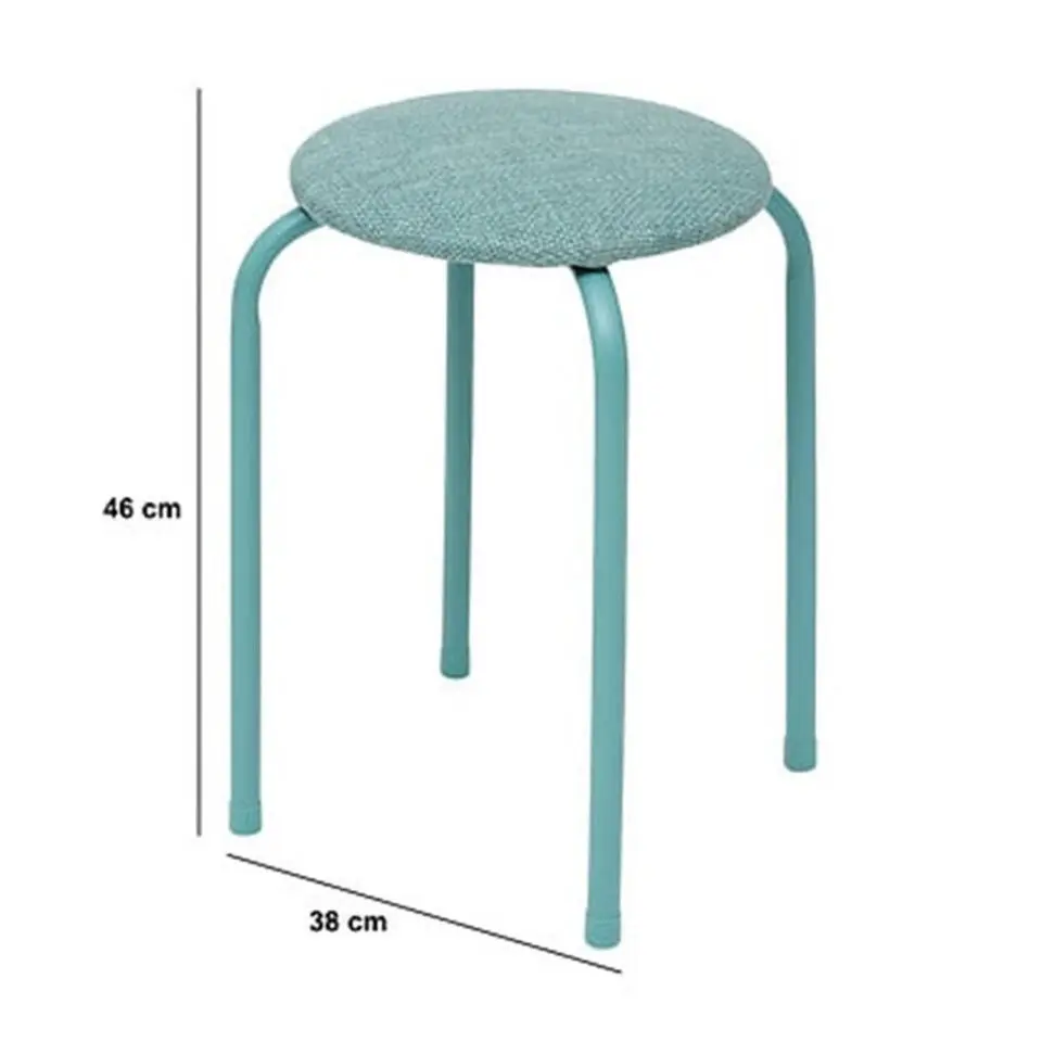 5Five Stapelbaar zit krukje - metaal/polyester - blauw