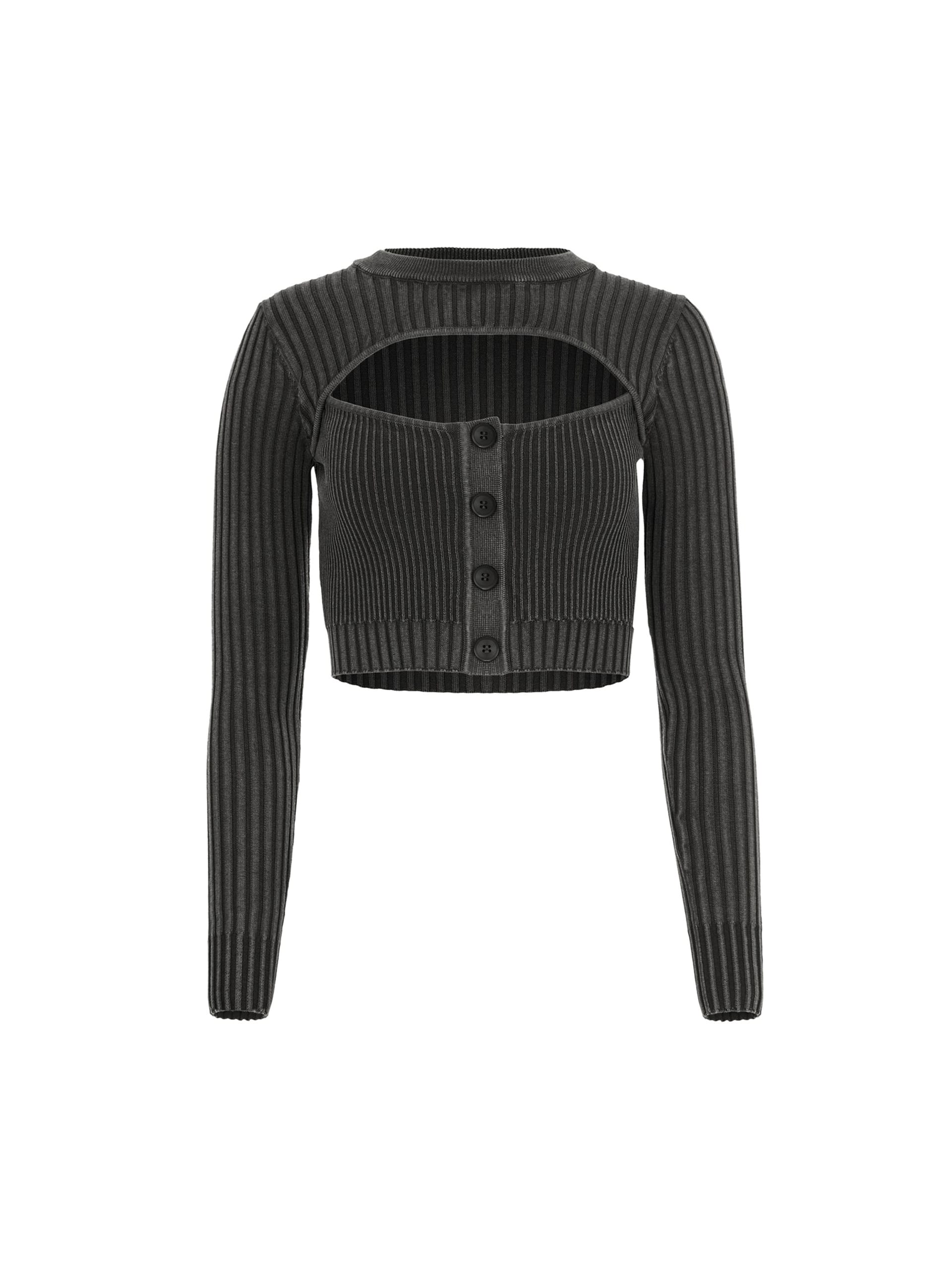 blusa de tricô de manga comprida com camadas