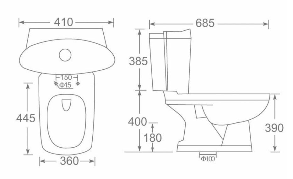 Badstuber Style duoblok toilet set wit met zitting AO