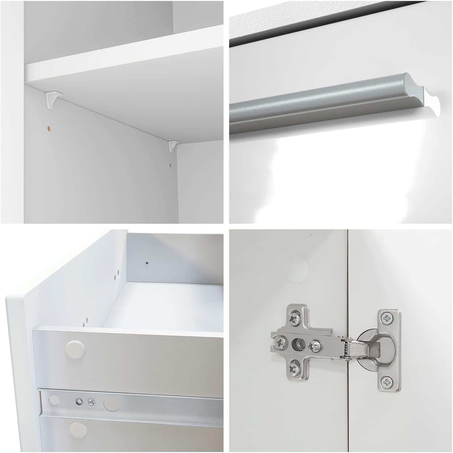 Vladon Highboard Aron Anrichte mit 2 Schubladen und 4 Türen mit insgesamt 8 Fächer dahinter, Weiß matt/Weiß Hochglanz (166,5 x 106,5 x 35 cm)