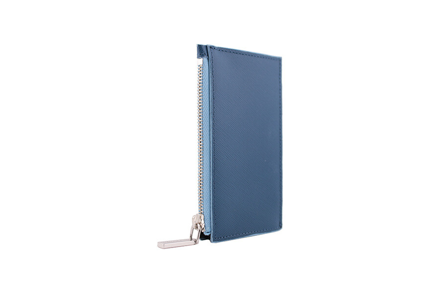 Stair Saffiano zip cardholder blue dark