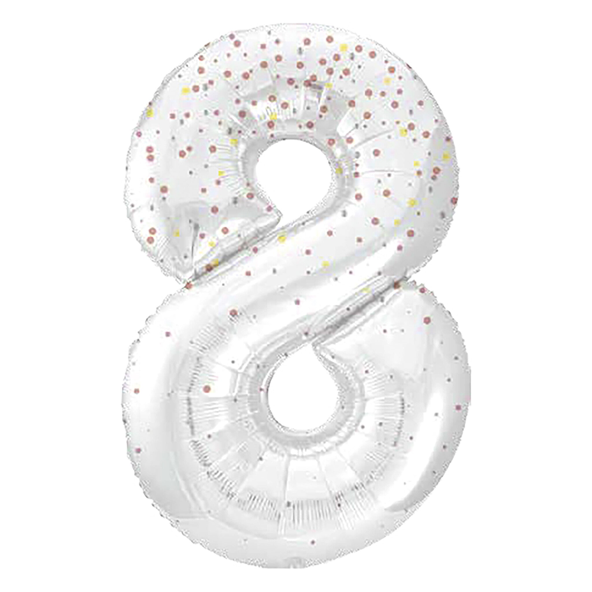 8 Jaar Cijfer Ballon Wit Stippen 86cm