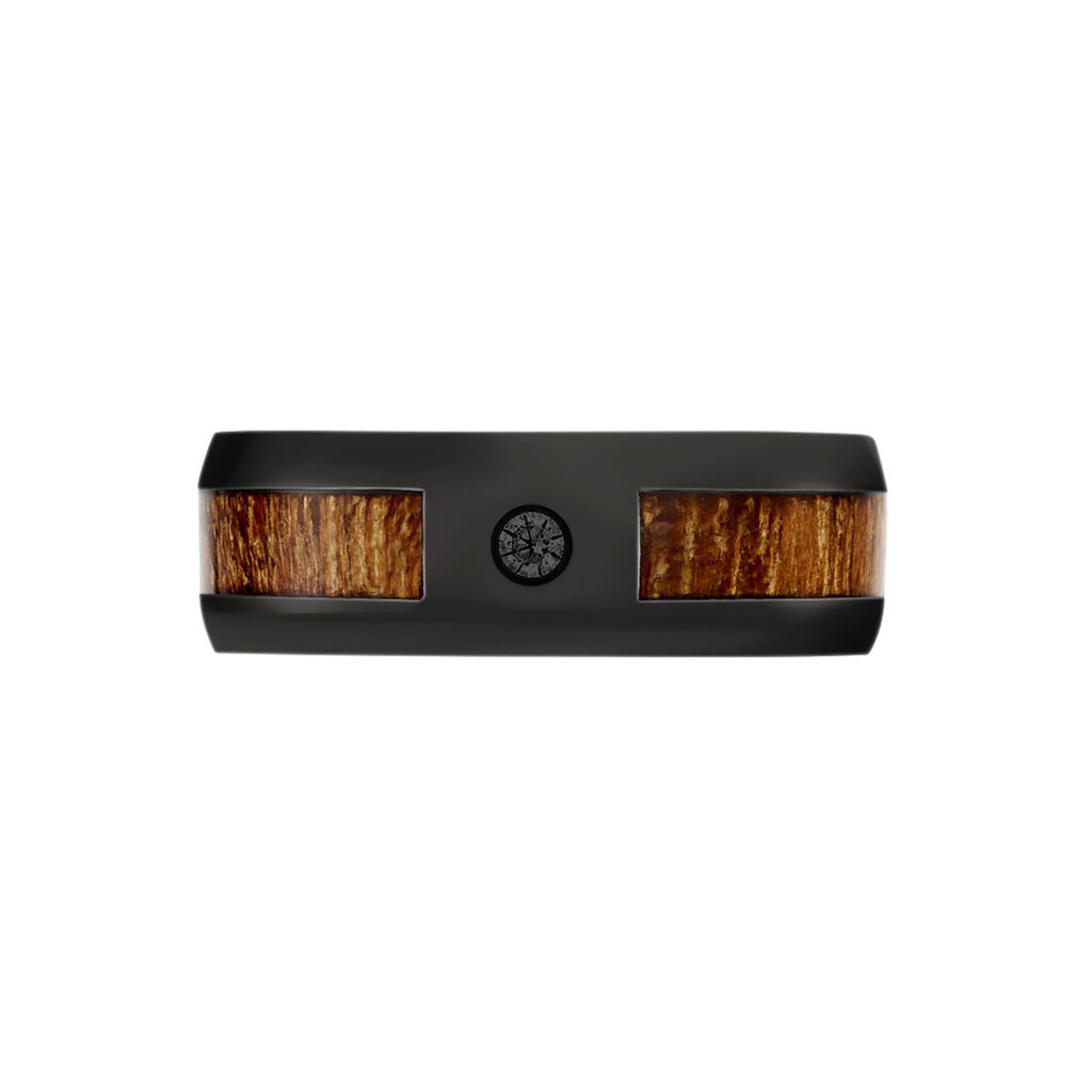 Bague Acier Noir Isidorius Oxyde De Zirconium Noir
