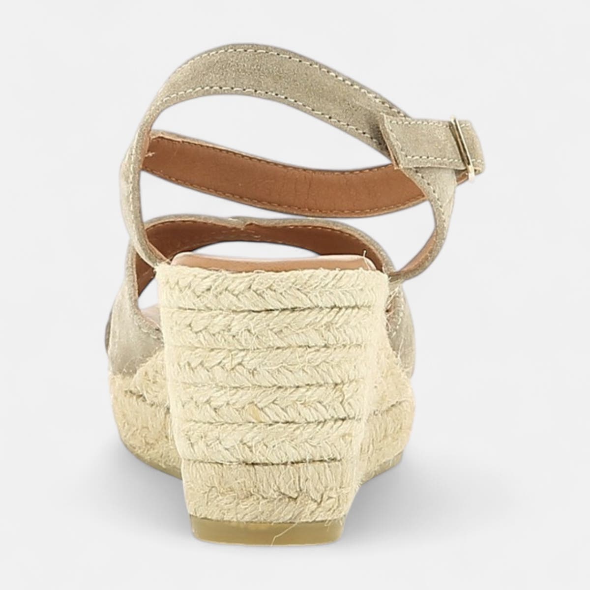 Espadrilles à talon Femme en cuir cognac
