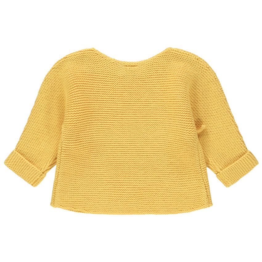 Gilet en tricot uni coton bio pour bébé garçon - Jaune