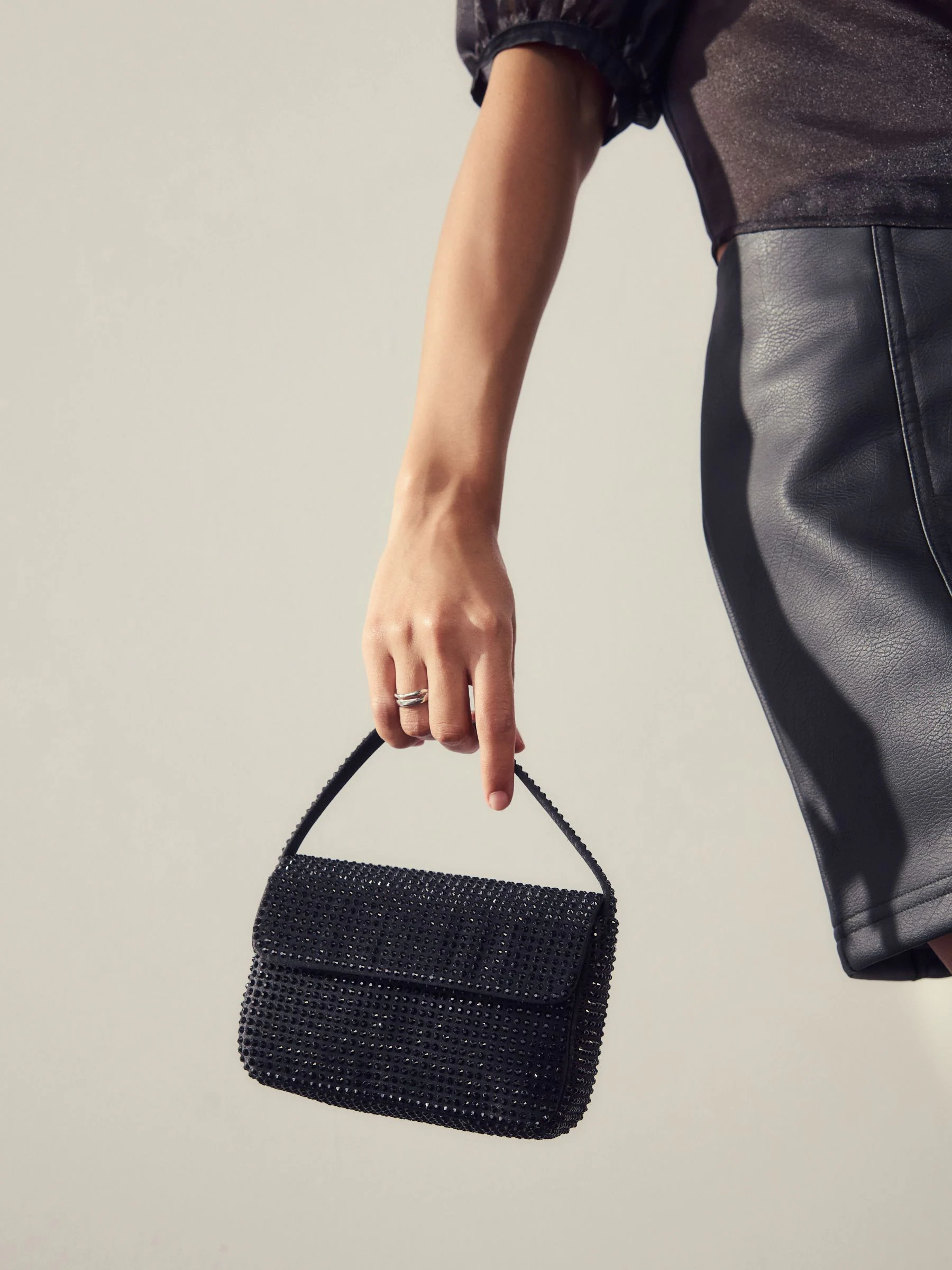 Zwart - Mini Sparkle Embellished Bag