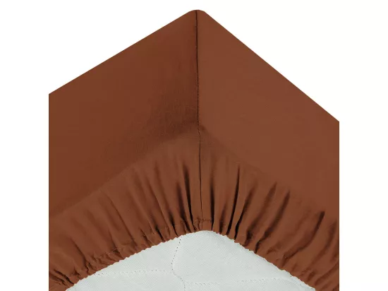 Drap housse 1 Personne en Coton Terracotta 90 x 190 cm