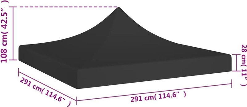 Partytentdak - Zwart - 600D Oxford met PVC-coating