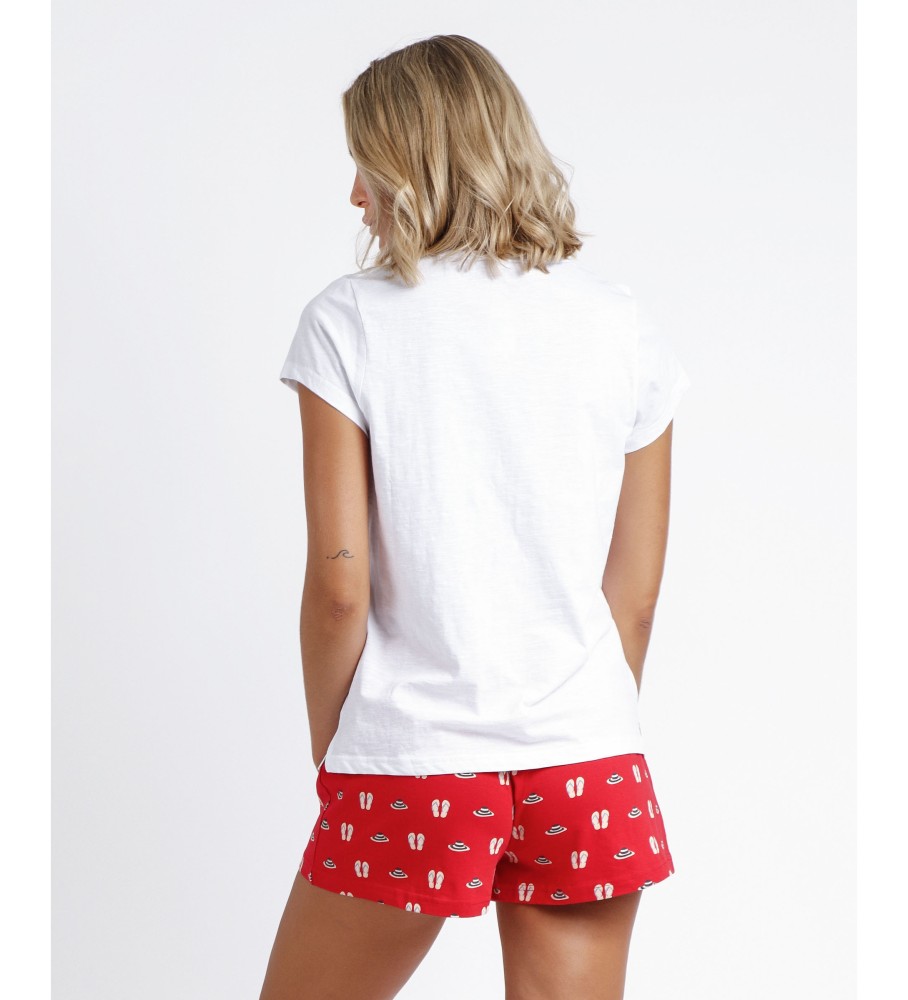 Pijama Admas DIVER de manga curta para férias de verão, branco.