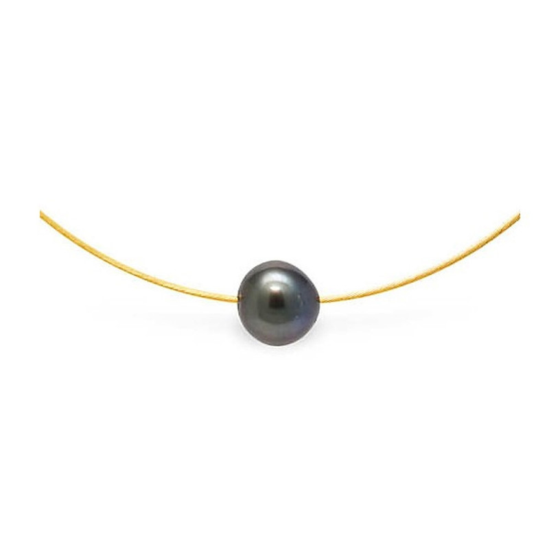 Collier ras du cou Femme Cable en Or Jaune 750/1000 et Perle de Tahiti