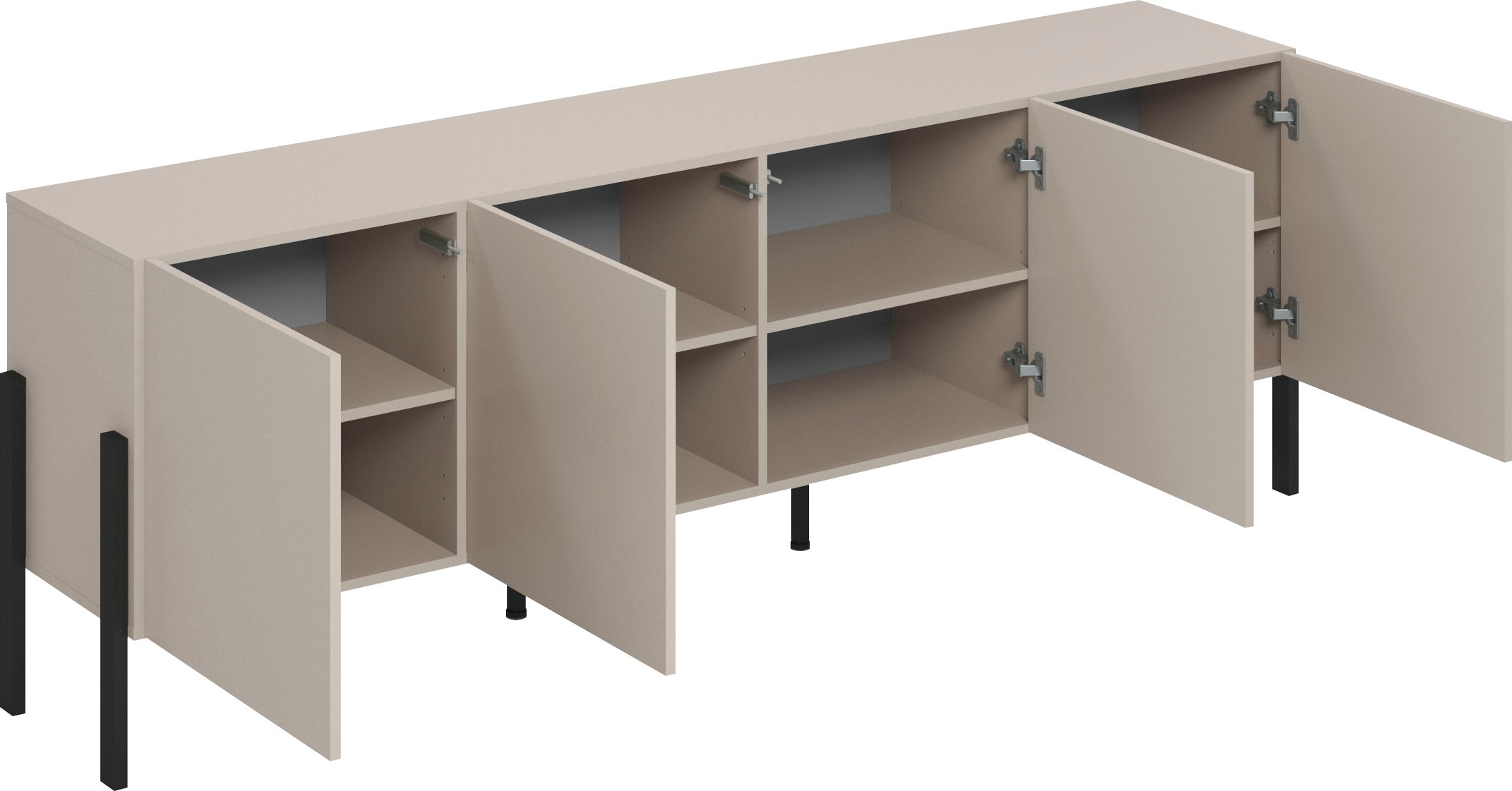 INOSIGN Kommode »Jukon,Breite 200 cm, moderne grifflose Kommode,4 Türen« Sideboard, Anrichte viel Stauraum, push-to-open-Funktion