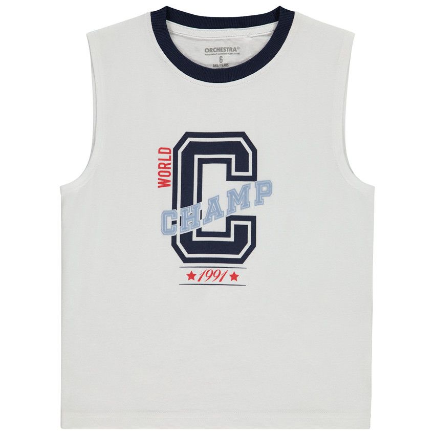 Débardeur print varsity pour garçon - Blanc