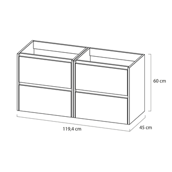 Tiger Reverse Meubelset 2x60 cm met 4 lades Naturel eik / Mat wit inclusief Oval wastafel Mat wit