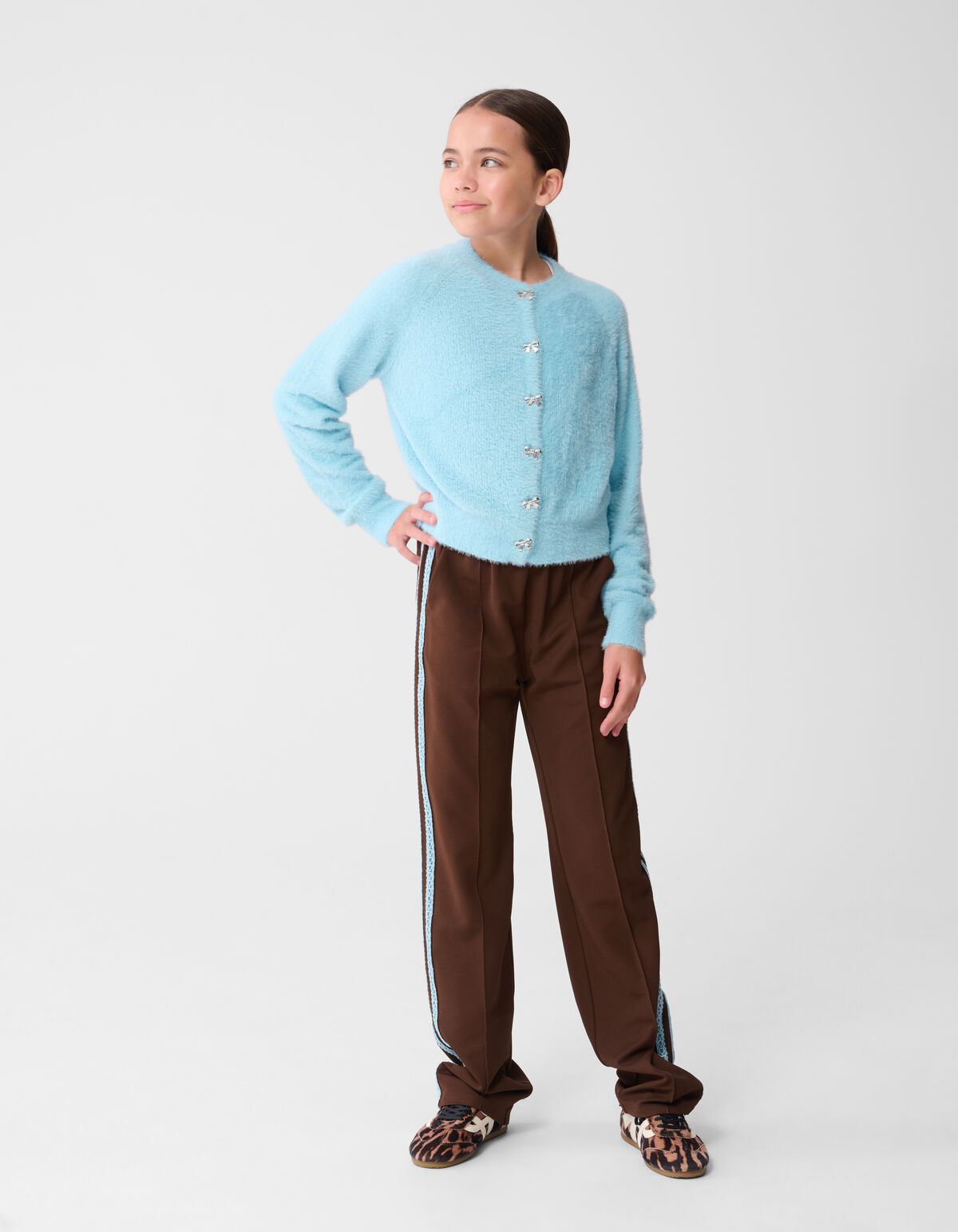 Harig Strik Vest Blauw