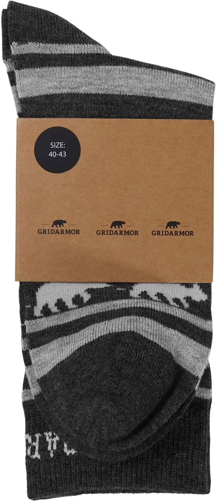 Gridarmor Striped Bear Merino Socks Dark Grey Melange