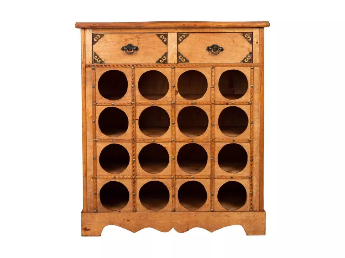 Casier à bouteilles en bois couleur miel 63x31x69.5h