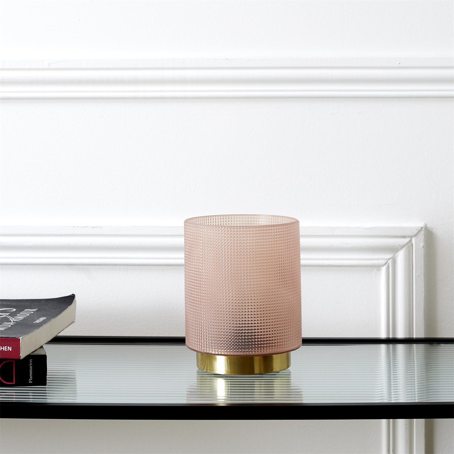 LAMPE A POSER VERRE EMBOSSE ROSE