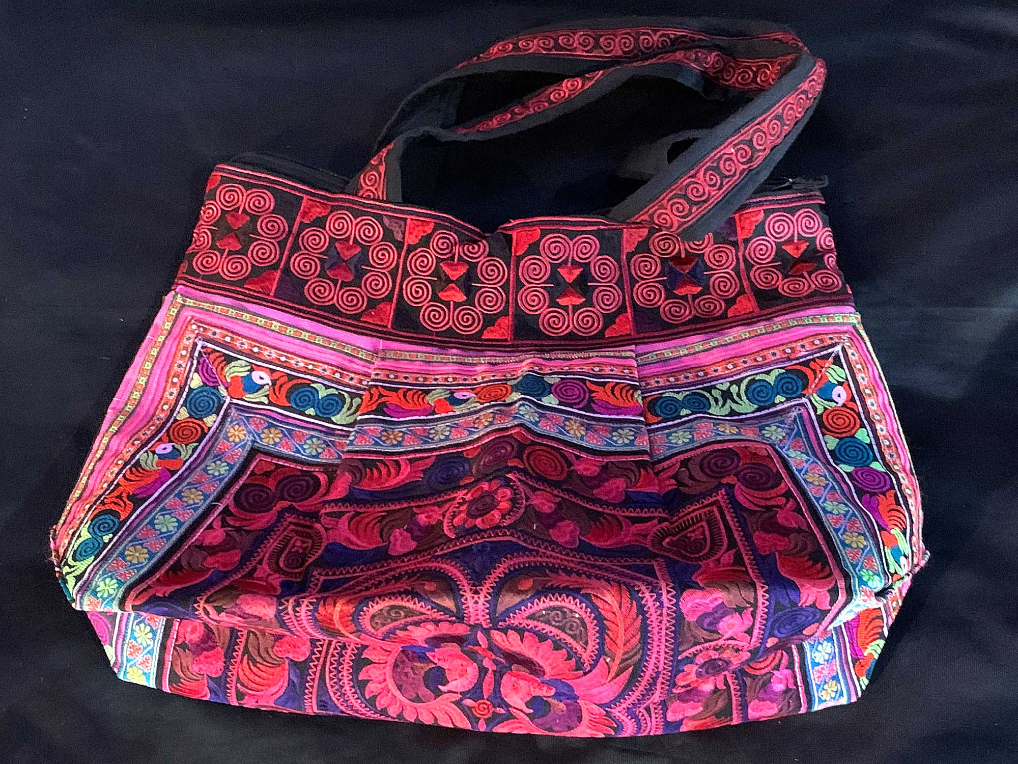 Shopper mit bunten Stickereien, pink, multicolor, B 50 cm, H 30 cm, L 14 cm günstig bestellen
