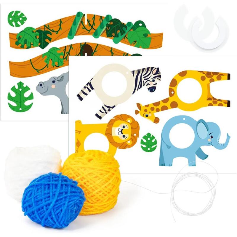 Boîte créative, Pompons, Animaux de la savane - Multicolore