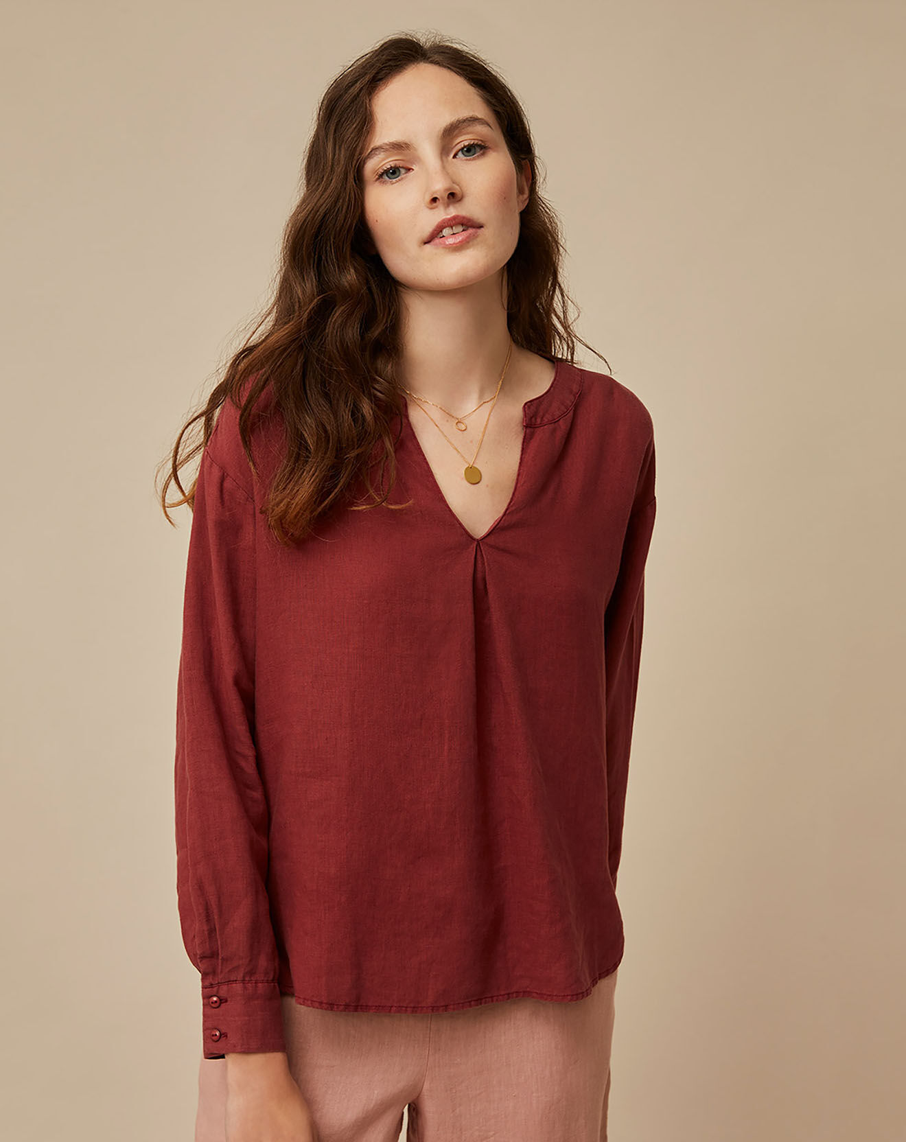 Harris Wilson Blouse 100% Lin Carmelle terracotta