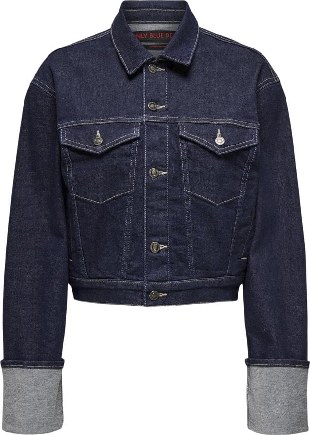 ONLY ONLMERCER LS FOLD UP JACKET RED DNM Dark blue denim